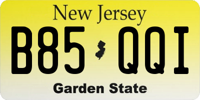 NJ license plate B85QQI