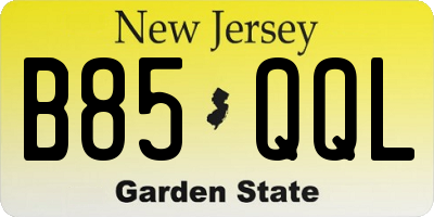NJ license plate B85QQL