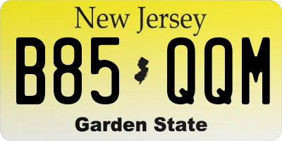 NJ license plate B85QQM