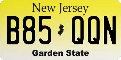 NJ license plate B85QQN
