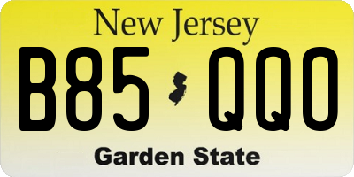 NJ license plate B85QQO