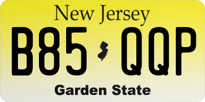 NJ license plate B85QQP
