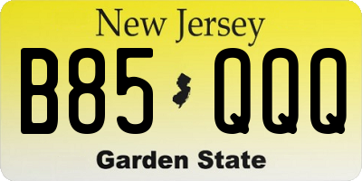 NJ license plate B85QQQ