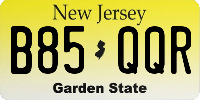 NJ license plate B85QQR