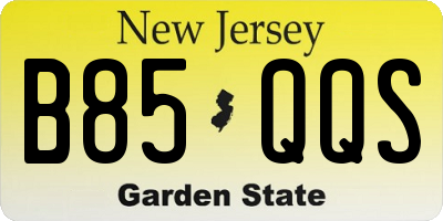 NJ license plate B85QQS