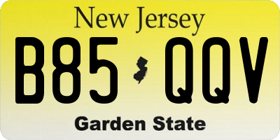 NJ license plate B85QQV
