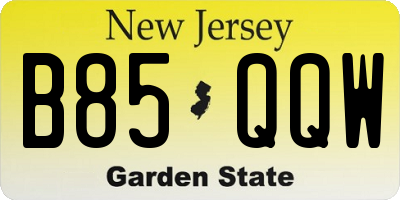 NJ license plate B85QQW