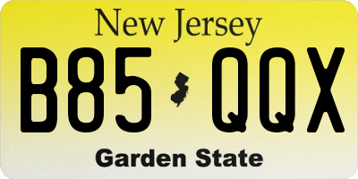 NJ license plate B85QQX
