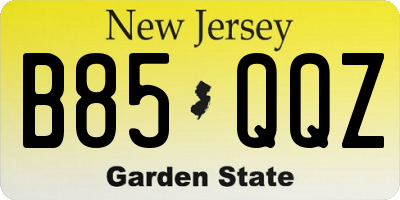 NJ license plate B85QQZ