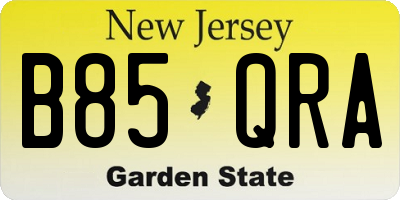 NJ license plate B85QRA