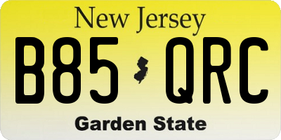 NJ license plate B85QRC