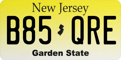 NJ license plate B85QRE