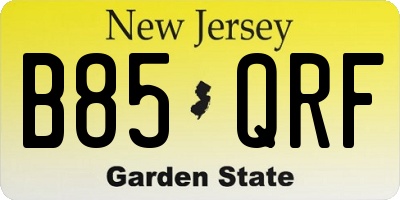 NJ license plate B85QRF