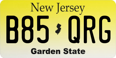 NJ license plate B85QRG