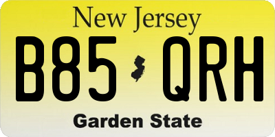 NJ license plate B85QRH