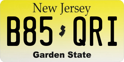 NJ license plate B85QRI