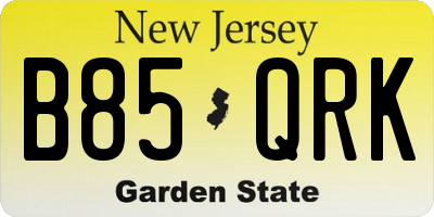 NJ license plate B85QRK