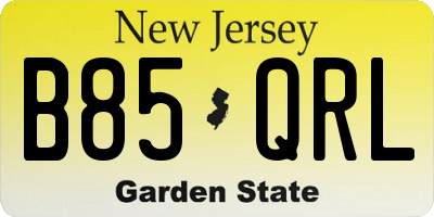 NJ license plate B85QRL