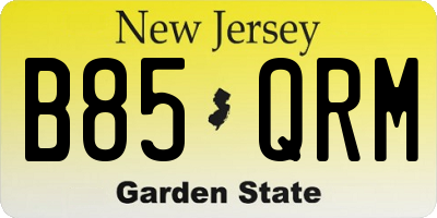 NJ license plate B85QRM