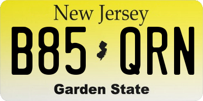 NJ license plate B85QRN