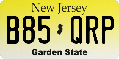 NJ license plate B85QRP