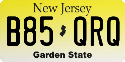 NJ license plate B85QRQ