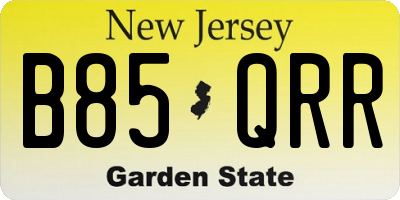 NJ license plate B85QRR
