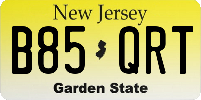 NJ license plate B85QRT