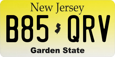 NJ license plate B85QRV