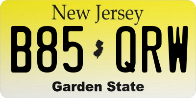 NJ license plate B85QRW