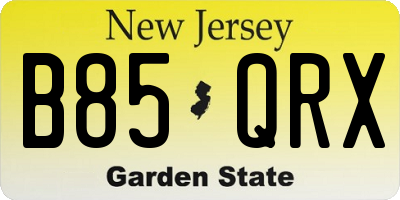 NJ license plate B85QRX