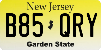 NJ license plate B85QRY