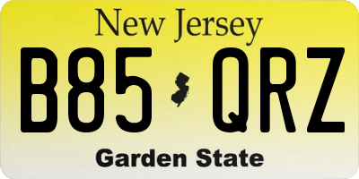 NJ license plate B85QRZ