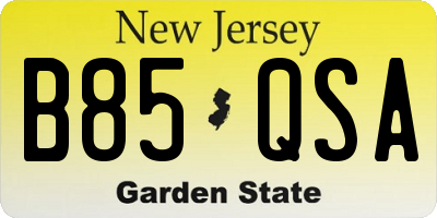 NJ license plate B85QSA