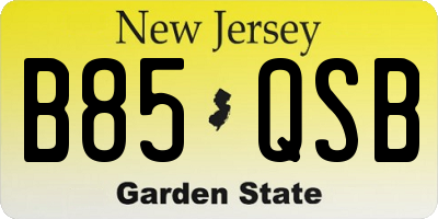 NJ license plate B85QSB