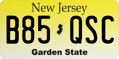 NJ license plate B85QSC