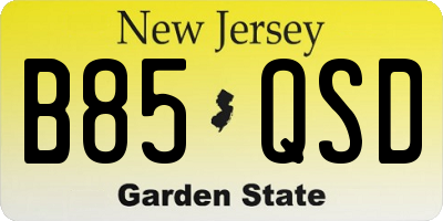 NJ license plate B85QSD