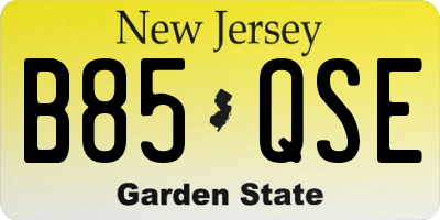 NJ license plate B85QSE
