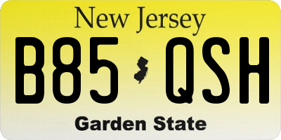 NJ license plate B85QSH
