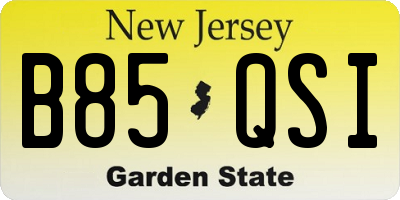 NJ license plate B85QSI