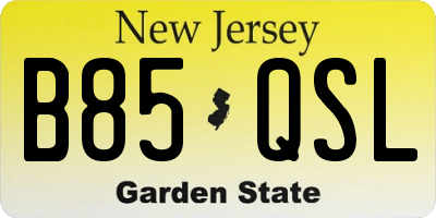 NJ license plate B85QSL