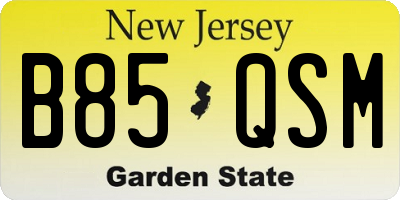 NJ license plate B85QSM