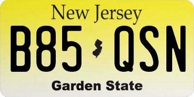 NJ license plate B85QSN
