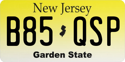 NJ license plate B85QSP
