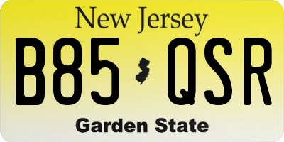 NJ license plate B85QSR