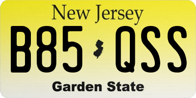 NJ license plate B85QSS
