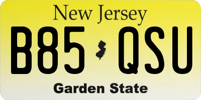 NJ license plate B85QSU