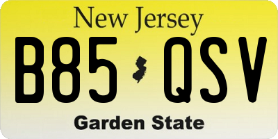 NJ license plate B85QSV