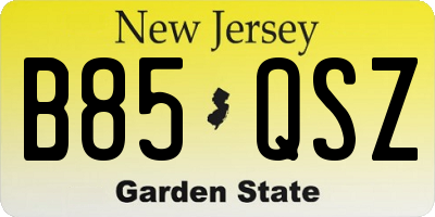 NJ license plate B85QSZ