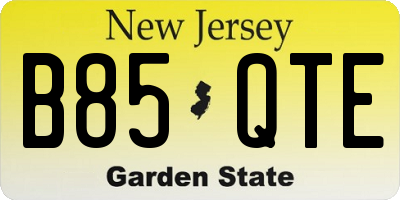 NJ license plate B85QTE